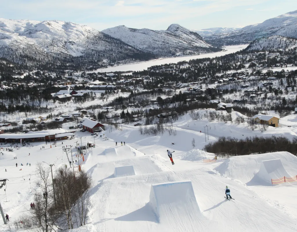 Utsikt over rødparken, Hovden Alpinsenter.